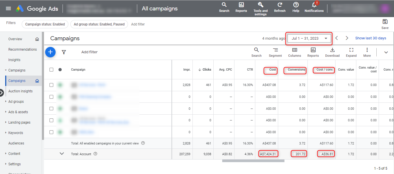 Goofle ads cleaning services portfolio before