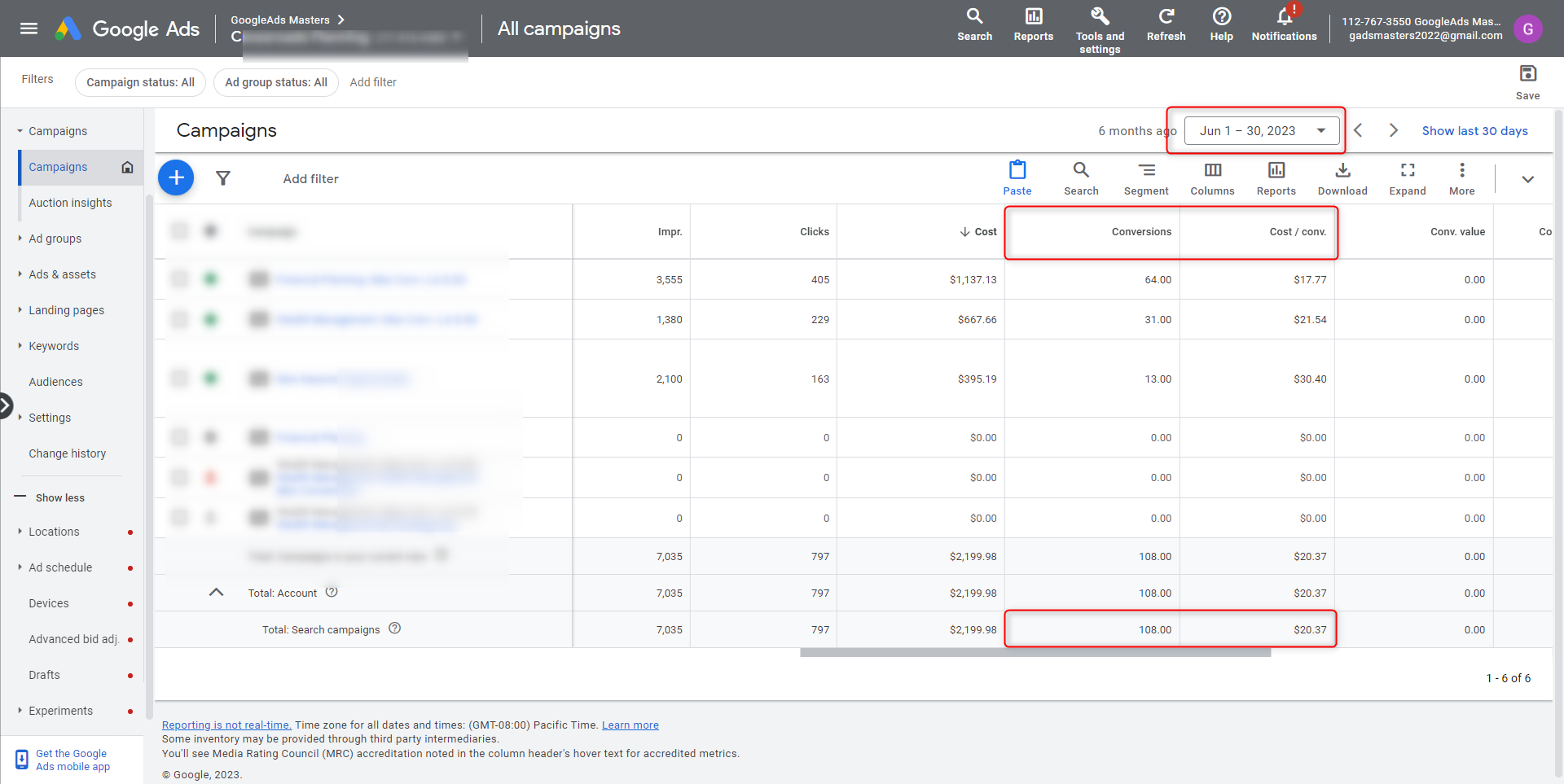 google ads finance before